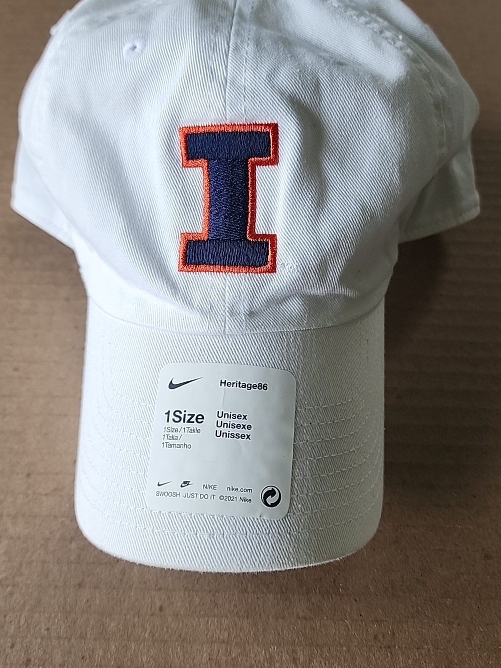 Nike White Cap Fighting Illini Gameday Spirit Illinois, Dri-Fit Unisex